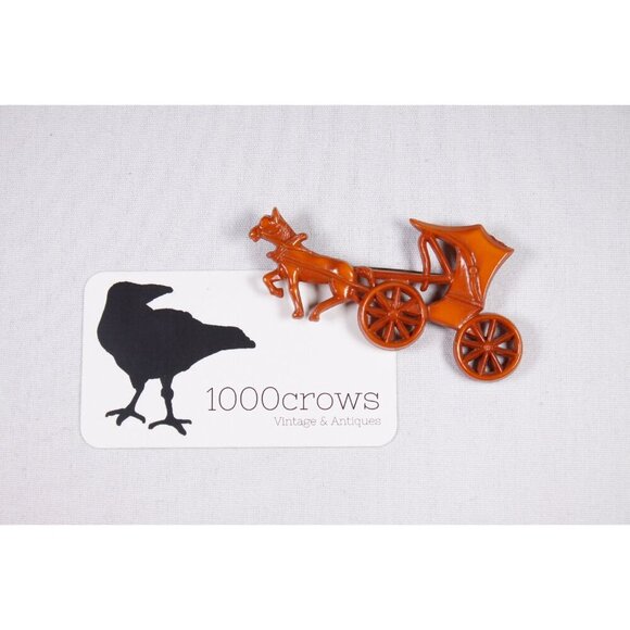 1940s celluloid horse drawn buggy brooch by Nicholas Barbieri pat 133191 - Picture 8 of 8